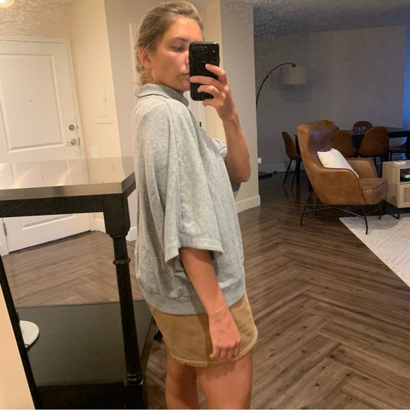 Lou & Grey Short Sleeve Gray Sweatshirt Turtleneck - Picture 3 of 6